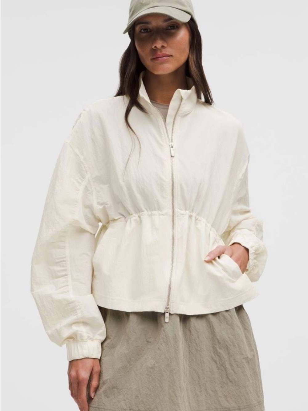 Lululemon Crinkle Nylon Cinchable Jacket in cream “Light Ivory” | sz S